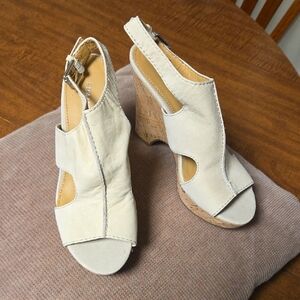 Franco Sarto Cream Wedge Sandals